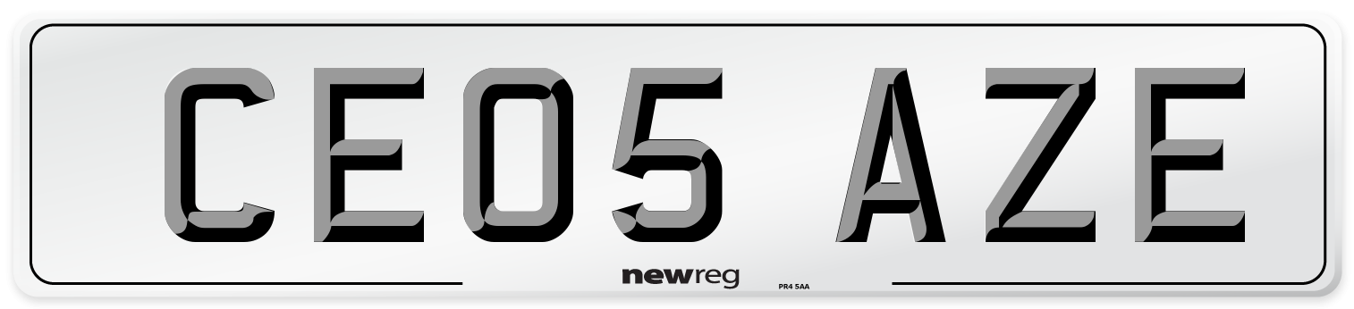 CE05 AZE Number Plate from New Reg